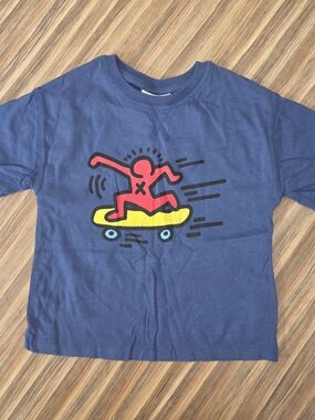 Navy Blue Tee with Red Skateboarder and Yellow Board